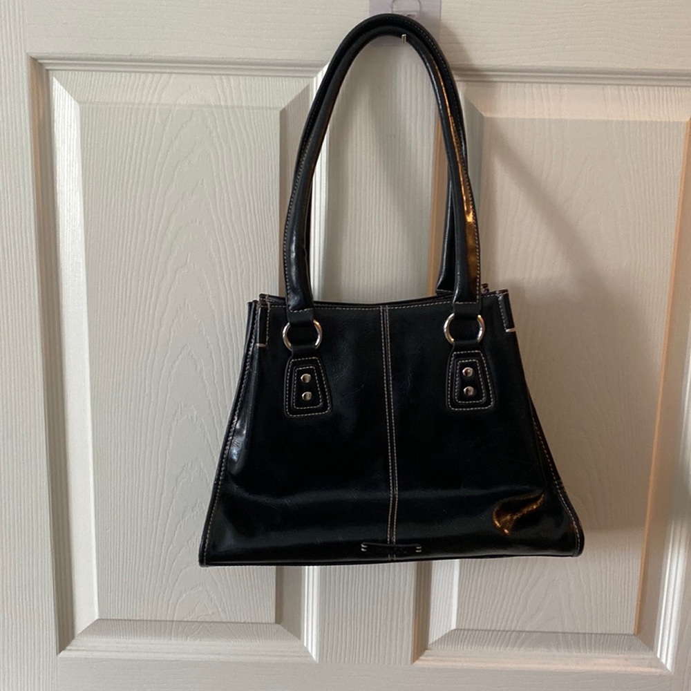 Nine & Co Big Shot Satchel Black Vegan Leather